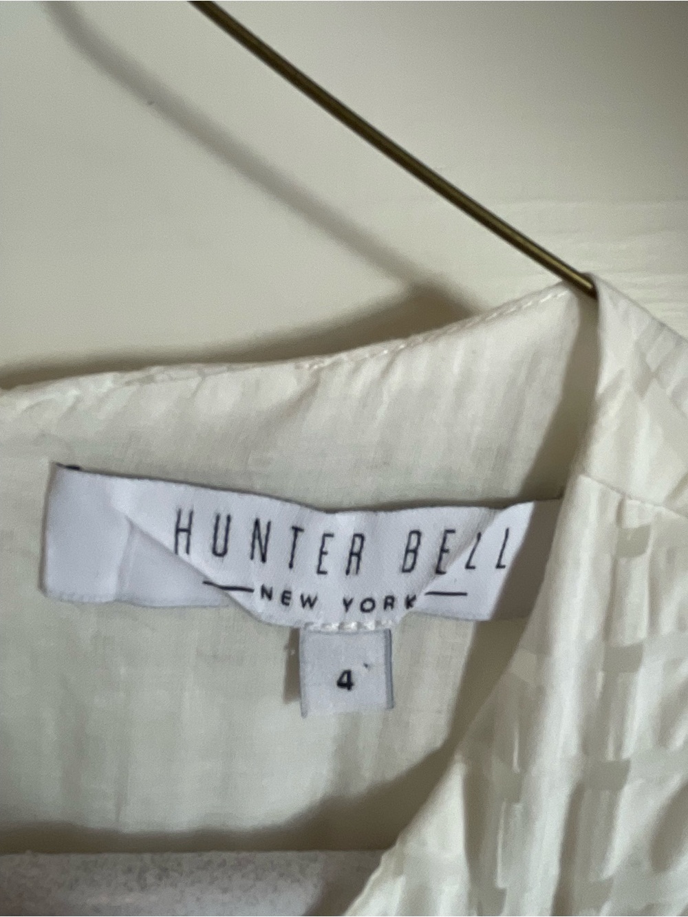 HUNTER BELL White Textured Puff-Sleeve Mini Dress - Picture 2 of 6